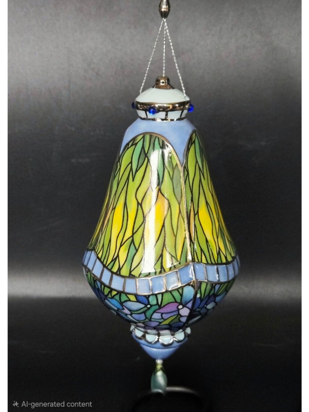 Bradford Exchange for Louis Tiffany Hand Painted Stained Glass Style Iris Orname